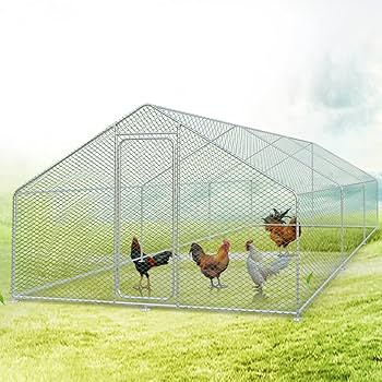 Amazon | 金属鶏小屋、防水カバー付き大型屋外鶏小屋、囲い鶏